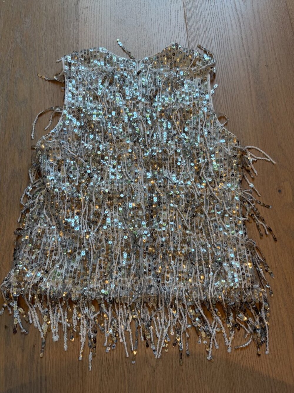 Milly "Royce & Roxanne" Silver Sequin Fringe Matching Set - Top (S) & Midi Skirt - Picture 4 of 15